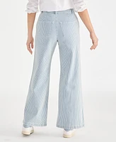 Style & Co Women's Striped High-Rise Wide-Leg Jeans, Exclusively at Macy's