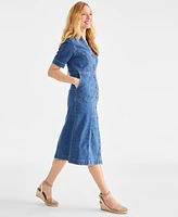 Style & Co Women's Short-Sleeve Denim Shirtdress, Exclusively at Macy's