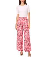 1.State Women's Printed Wide-Leg Pull-On Pants
