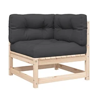 Patio Sofas Corner with Cushions 2 pcs Solid Wood Pine