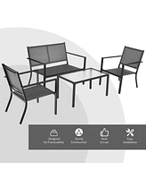Gymax 4 Pcs Patio Furniture Set Sofa Coffee Table Steel Frame Garden