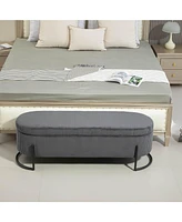 Upholstered Storage Ottoman Bench, Entryway End-of-Bed Bench for Bedroom & Living Room-The Pop Home