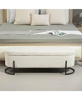 Upholstered Storage Ottoman Bench, Entryway End-of-Bed Bench for Bedroom & Living Room-The Pop Home