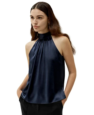 Minimalistic Allure Silk Halter Top for Women