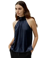 Minimalistic Allure Silk Halter Top for Women