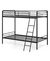 Space-Saving Heavy Duty Metal Bunk Bed with Built-In Ladder