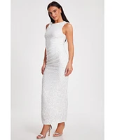 Quiz Women's Textured Sequin Knot Shoulder Maxi Dress
