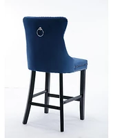 Velvet Bar Stools Set of 2, Button Tufted Upholstered Counter Height Chairs-The Pop Home