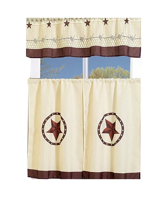 MarCielo 3 Piece Printed Western Texas Star Kitchen Cafe Curtain
