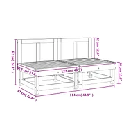 Patio Middle Sofas 2 pcs White Solid Wood Pine