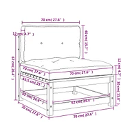 Patio Sofa Armless with Cushions Solid Wood Pine
