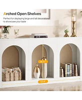 Tribesigns 70.9" Console Table with Storage, Wood Entryway Entry Table with 3 Arched Shelves for Foyer, Hallway, Living Room, Behind Couch Sofa,