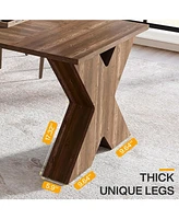 Tribesigns 63-Inch Dining Table for 4, Farmhouse Wood Kitchen Table Dinner Table for Dining Room