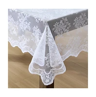 Hlc.me Jolene Floral Lace Fabric Tablecloth, Lace Fabric Table Cloth Round Tables, Wrinkle Resistant Tablecloth, Patterned Scalloped Tablecloth