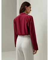Women's Silk Crepe de Chine Long Sleeve Blouse