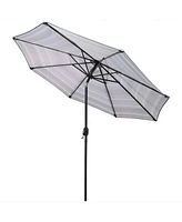 9ft Striped Outdoor Umbrella for Patio, Pool or Yard - Polyester Table Market with Tilt and Crank Catalina Beach Stripe