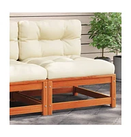Patio Sofa Armless with Cushions Wax Brown Solid Wood Pine