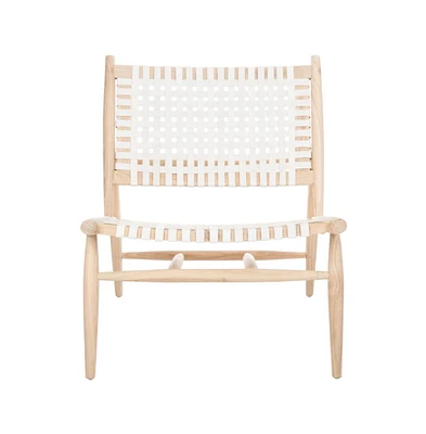 Soleil Leather Woven Accent Chair