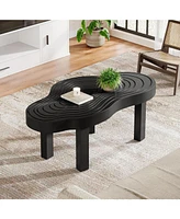 Tribesigns 45.28" Black Cloud Coffee Table, Cute Cream Living Room Center Furniture with Thick Tabletop & Solid Legs, Modern Minimalist Irregular Home