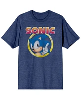 Sonic the Hedgehog Classic Character and Title Men's Navy Blue Graphic