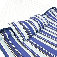 Quilted Fabric Double Outdoor Hammock - 2-Person with Metal Curved Spreader Bars Catalina Beach