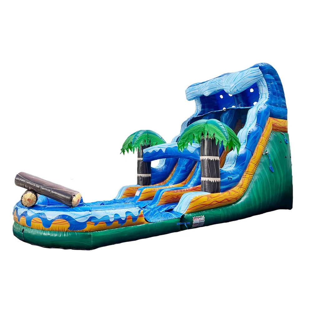 Xjump 17 Tall Jungle Falls Inflatable Dual Lane Water Slide with Detachable Pool, Tall Seating Height, Commercial Grade, Pvc Vinyl, Outdoor Backyard,