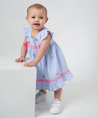 Rare Editions Baby Girls Nautical Seersucker Dress