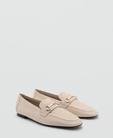 Mango Women's Buckle Leather Moccasins