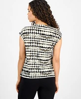 Anne Klein Petite Printed Extended-Shoulder Top