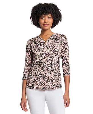 Jones New York Women's Printed 3/4-Sleeve Blouse