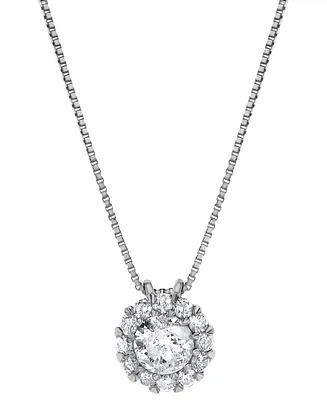 Diamond Halo Pendant Necklace (1/2 ct. t.w.) in 14k White Gold