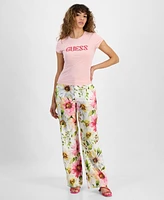 Guess Women's Bubble-Logo Short-Sleeve Crewneck Top