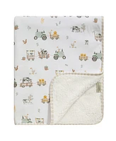 Living Textiles Baby Boys and Girls Tractor Ride Collection Jersey Sherpa Stroller Blanket