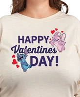 Hybrid Apparel Plus Stitch Happy Valentine's Day Crew Neck T-Shirt