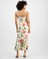 Guess Women's Floral-Print Ruffled-Hem Midi Dress