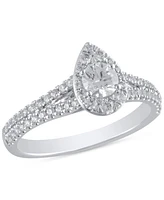 Diamond Teardrop Halo Bridal Set (1 ct. t.w.) in 14k White Gold