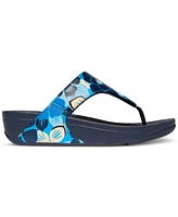 FitFlop Women's Lulu Flowerz Leather Toe-Post Wedge Sandals