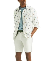 Nautica Men's Flat Front Linen-Blend 8.5" Deck Shorts