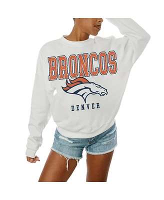 Gameday Couture Women's White Denver Broncos Sunday Drives Oversized Crewneck Pullover Sweatshirt