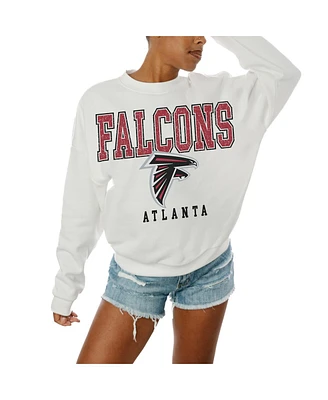 Gameday Couture Women's White Atlanta Falcons Sunday Drives Oversized Crewneck Pullover Sweatshirt