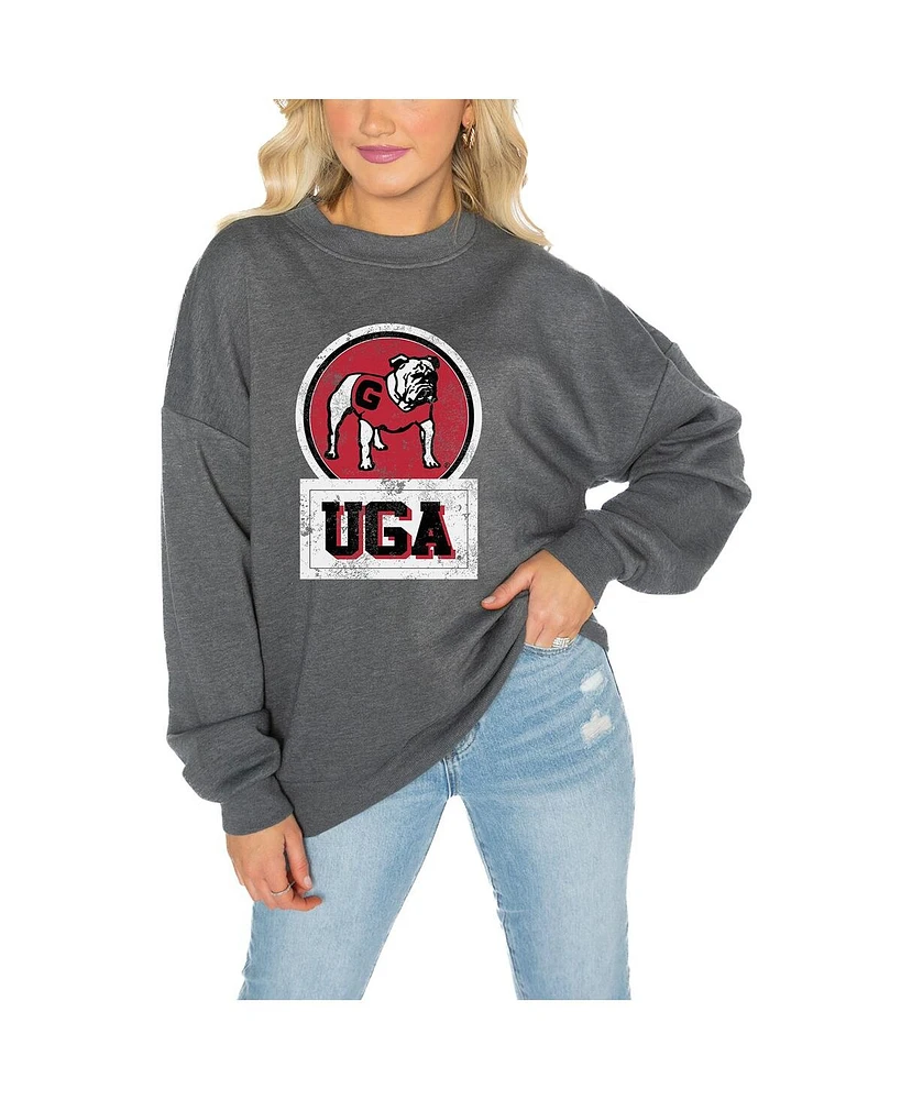 Gameday Couture Women's Charcoal Georgia Bulldogs Drop Shoulder Fleece Pullover Sweatshirt