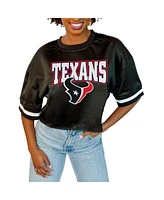 Gameday Couture Women's Black Houston Texans Mesh Fashion Cropped Jersey Top