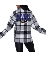 Gameday Couture Women's Gray Baltimore Ravens Fieldside Fun Plaid Button-Up Overshirt