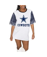 Gameday Couture Women's White/Navy Dallas Cowboys Bling It Full Sequin Jersey Dress