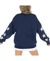 Gameday Couture Women's Navy Houston Texans Rhinestone Star Sleeve Settle the Score Tri-Blend Pullover