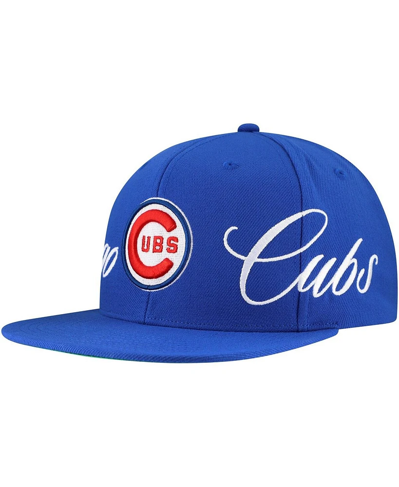 Mitchell & Ness Men's Royal Chicago Cubs Just Don x Mlb Lux Script Snapback Hat