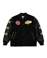 Mitchell & Ness Men's Black Los Angeles Lakers Hardwood Classics Blackout Collection Full-Snap Varsity Jacket