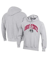 Champion Men's Heather Gray Ohio State Buckeyes Vault Late Night Reverse Weave Pullover Hoodie