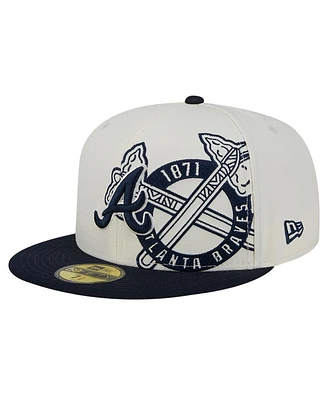 New Era Men's Cream/Navy Atlanta Braves Lonestar 59FIFTY Fitted Hat