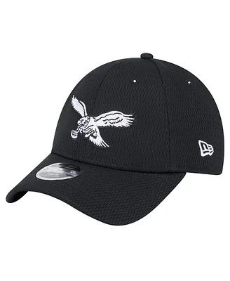 New Era Big Boys and Girls Black Philadelphia Eagles Throwback Main B-Dub 9FORTY Adjustable Hat